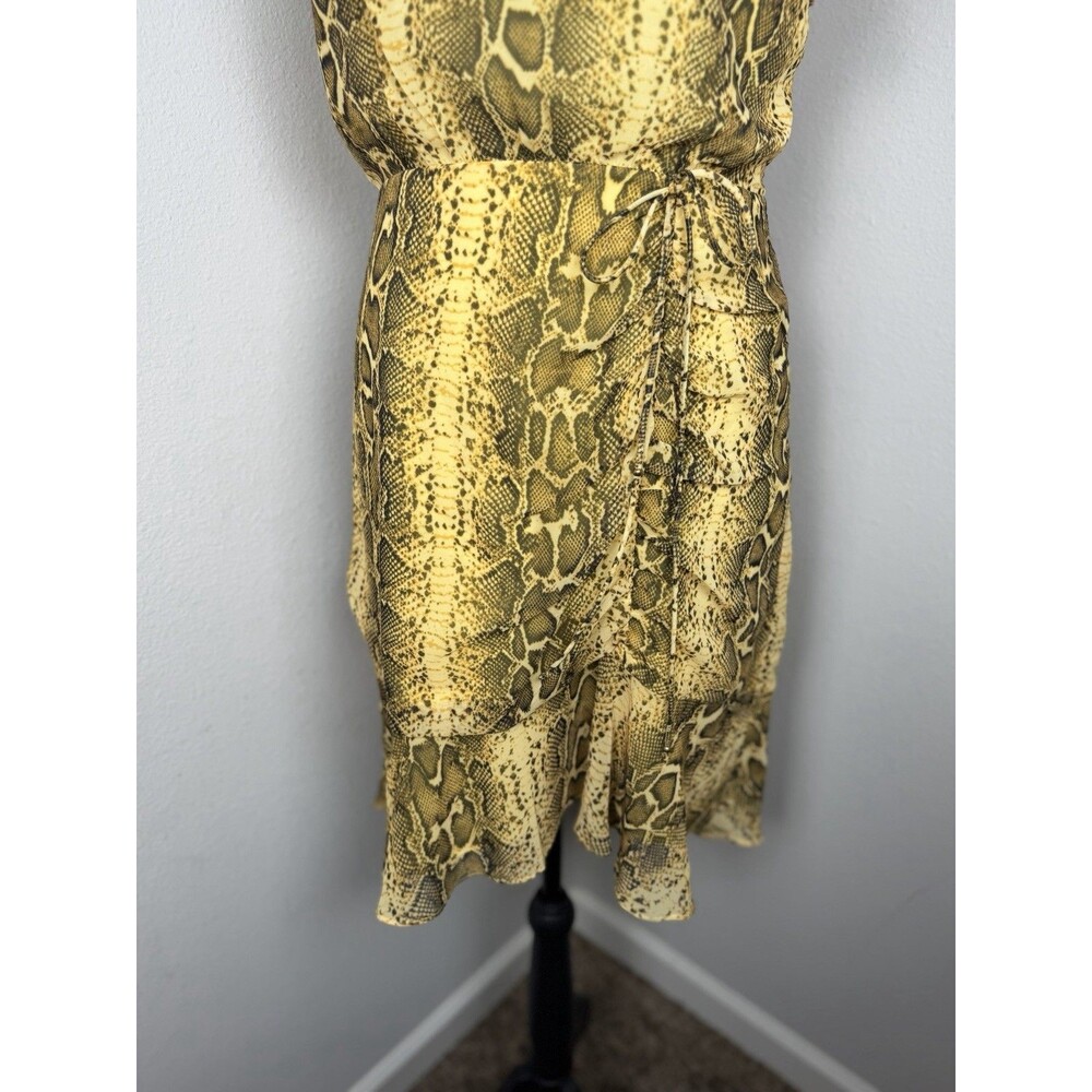 Sam Edelman Snake Print Ruffle Dress Size 10 NWT Yellow Multi - Picture 9 of 16